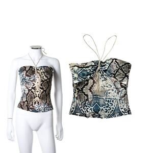 Just Cavalli Multicolor Snake Print Halter Top